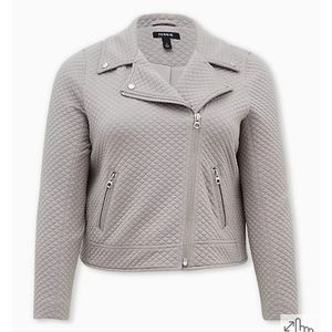 Torrid PEBBLE GREY QUILTED KNIT MOTO JACKET sz 2 US sz 2X